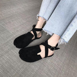 hulianfu Slingback Split Toe Flats Ballerina Flock&nubuck Tabi Ninia Shoes Women Espadrilles Buckle Band Riband Flats Loafers casual shoe