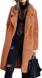hulianfu Women's Fuzzy Fleece Lapel Open Front Long Cardigan Coat Faux Fur Warm Winter Outwear Jackets Jacket Women  Plus Size Fur Coat