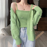 hulianfu New hot style loose outer wear white knitted cardigan women's gentle wind sweater coat