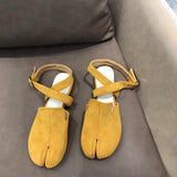 hulianfu Slingback Split Toe Flats Ballerina Flock&nubuck Tabi Ninia Shoes Women Espadrilles Buckle Band Riband Flats Loafers casual shoe