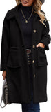 hulianfu Women's Fuzzy Fleece Lapel Open Front Long Cardigan Coat Faux Fur Warm Winter Outwear Jackets Jacket Women  Plus Size Fur Coat
