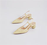 Lace Up Genuine Leather Ladies Sandals  Spring Summer Strange Heels Pumps Elegant Wedding Party Fashion Shoes Woman