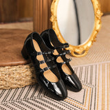 hulianfu new Women's pumps Natural Leather 22-24.5cm Cow patent leather upper square toe Mary Jane shoes full leather shoes