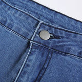 hulianfu Spring Autumn Sexy High Rise Straight Panelled Denim Jeans Wide Leg Streetwear Casual Dark Blue Women's Long Skinny Pants