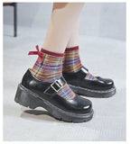Back To College  New Arrival Japanese Style Vintage Buckle Mary Janes Shoes Women's Shallow Mouth Casual Student Leather Shoes Thick Bottom