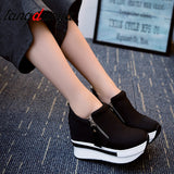 hulianfu platform sneakers women shoes red casual shoes comfortable platform shoes heels black canvas shoes women invisible wedge sneaker