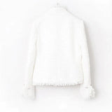 tweed jacket White Pearl inlaid pocket autumn /winter women's jacket new slim slimming tweed ladies jacket coat