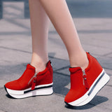 hulianfu platform sneakers women shoes red casual shoes comfortable platform shoes heels black canvas shoes women invisible wedge sneaker