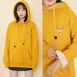 hulianfu Jacket women solid color hoodies autumn winter imitation lamb wool korean loose plus velvet thick zipper sweatshirt tops
