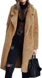 hulianfu Women's Fuzzy Fleece Lapel Open Front Long Cardigan Coat Faux Fur Warm Winter Outwear Jackets Jacket Women  Plus Size Fur Coat