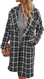 hulianfu Women's Fuzzy Fleece Lapel Open Front Long Cardigan Coat Faux Fur Warm Winter Outwear Jackets Jacket Women  Plus Size Fur Coat