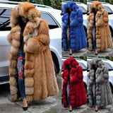 hulianfu Fashion Long Winter Hooded Faux Fur Coat Loose Thick Warm  Artificial Fur Jacket Women Full Sleeve Outerwear Coats