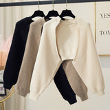 hulianfu Sweaters Cardigans Women's Batwing Long Sleeve Crop Top Loose Knitted Jacket shawl Femme Autumn Winter Knitwear