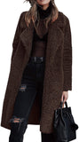 hulianfu Women's Fuzzy Fleece Lapel Open Front Long Cardigan Coat Faux Fur Warm Winter Outwear Jackets Jacket Women  Plus Size Fur Coat
