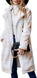 hulianfu Women's Fuzzy Fleece Lapel Open Front Long Cardigan Coat Faux Fur Warm Winter Outwear Jackets Jacket Women  Plus Size Fur Coat