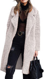 hulianfu Women's Fuzzy Fleece Lapel Open Front Long Cardigan Coat Faux Fur Warm Winter Outwear Jackets Jacket Women  Plus Size Fur Coat