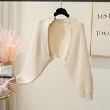 hulianfu Sweaters Cardigans Women's Batwing Long Sleeve Crop Top Loose Knitted Jacket shawl Femme Autumn Winter Knitwear