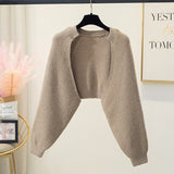 hulianfu Sweaters Cardigans Women's Batwing Long Sleeve Crop Top Loose Knitted Jacket shawl Femme Autumn Winter Knitwear