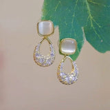925 silver needle full of diamond water drop earrings, niche design sense, opal stud earrings, temperament versatile and fashionable short earrings.