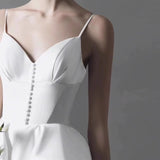 2025 small suspender light wedding dress new high-end Muse fan elegant sexy niche design luxury ruffle edge dress