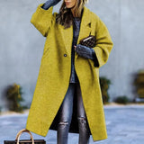 HULIANFU popular spring new 2025 New women's clothing  casual long solid color warm woolen coat coat