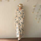 New Chinese dress, hibiscus flower embroidered commuter literary loose dress women's summer, travel photography skirt A0508