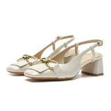 2025 5299-5  back empty bag head sandals women's new square head thick heel horse buckle high heels in summer 2025