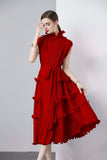 High-end dress dress sweet fungus edge slim long heavy industry pleated chiffon dress women  spring and summer