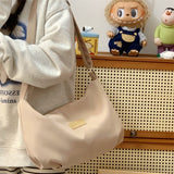 HULIANFU 2025 popular niche high-end pleated bag women's bag casual shoulder bag messenger bag fashionable street simple solid color bag