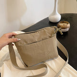 HULIANFU 2025 wholesale solid color retro nylon cloth bag new simple women's shoulder bag outdoor sports and leisure messenger
