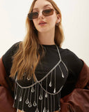 2025 FB3475  body chain transparent crystal gemstone pendant fringed chain chest chain waist chain leg chain body chain
