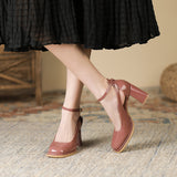 2025 700A Internet celebrity design sense niche square head high heels 2025 summer new thick heel Mary Jane bag head sandals