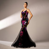 2025 high-end temperament suspender sexy long sequin banquet fishtail evening dress bridesmaid dress women