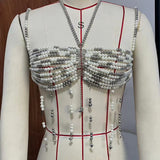 2025 Q4970Y  vest fashion multi-beaded Bra neck top small vest body chain chest chain real shot