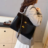 2025 Bag popular new fashionable large-capacity commuter tote bag soft leather texture handbag matte splicing shoulder bag
