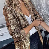 HULIANFU popular 2025 New new models,  wish women's sequined long-sleeved autumn and winter temperament small blazer