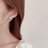 2025 popular spring and summer design impression oil painting s925 silver needle stud earrings court style temperament freshwater pearl wheat ear earrings