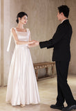 2025 light wedding dress bride simple  new high-end satin suspender out yarn collar engagement dress skirt