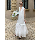 2025 THE MIND polka dot splicing vest skirt 2025 summer new Korean version loose V-neck sleeveless dress T5055X