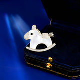 2025 Niche design sense multi-purpose cardigan V-neck anti-light pin fixed natural mother shell cute pony brooch