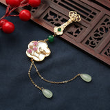 2025 Chinese style Hanfu fringed pendant cheongsam pressure placket Guochao natural fritillary ruyi flower retro style clothing accessories