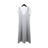 2025 THE MIND short-sleeved white T + vest skirt stacked two-piece set 2025 new Korean version loose dress T5027X