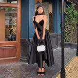 2025 Black segment black swan niche design evening dress waist thin elegant annual meeting host dress dress