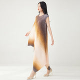 2025 Hot trade  dress summer women's high-end dress dress loose large size fashion gradual change irregular temperament long dress
