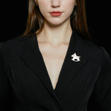 2025 Niche design sense multi-purpose cardigan V-neck anti-light pin fixed natural mother shell cute pony brooch