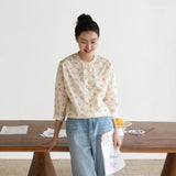 2025 popular shirts, ramie printed shirts, thin coats, classic literary floral tops and shirts