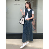 2025 THE MIND retro denim skirt 2025 thirteen lines spring new high waist thin versatile A-shaped skirt N12