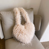 HULIANFU 2025 autumn and winter plush bag popular new Mori sweet girl personality love single shoulder crossbody armpit bag tide