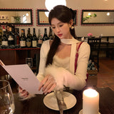 2025 popular Winter New Temperament Celebrity Style Neck Bottom Shirt Long Sleeve Knitted Sweater Women's Top 89246