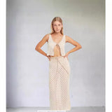 HULIANFU Hot trade 2025 fashion trends summer hollow knitted vest cardigan casual suit wholesale new models